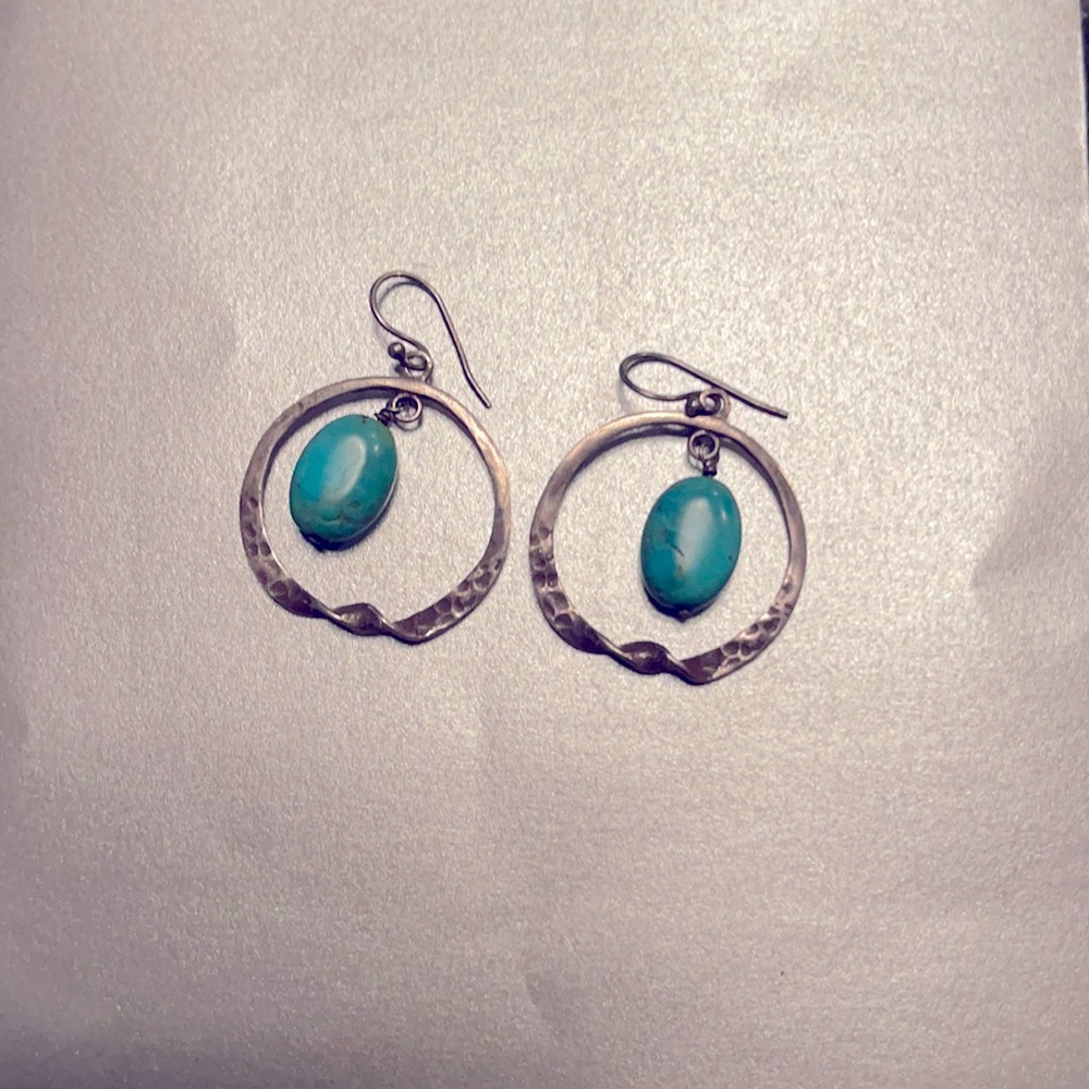 Turquoise and patina 925 silver earrings